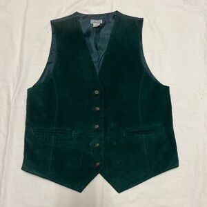 90’s Kelly Green Suede Vest with Button Closure